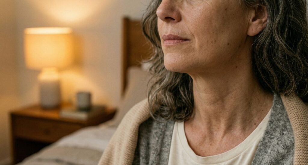 close de mandíbula relaxada e rotina noturna ilustrando bruxismo na menopausa