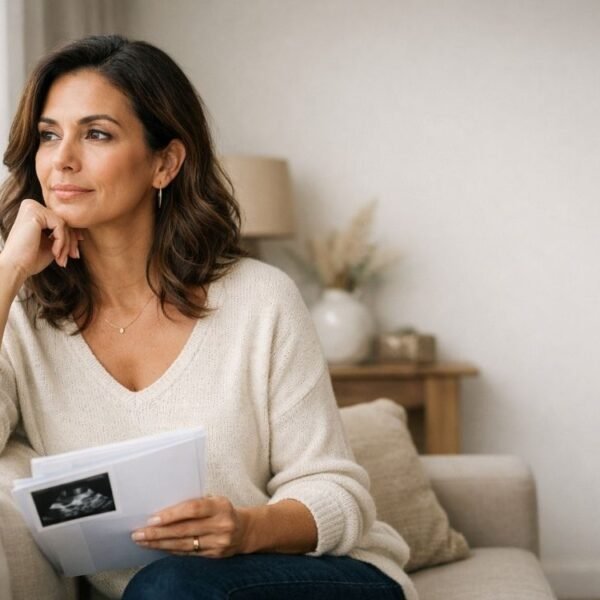 Mulher refletindo sobre os proximos passos para planejar sua gravidez na perimenopausa