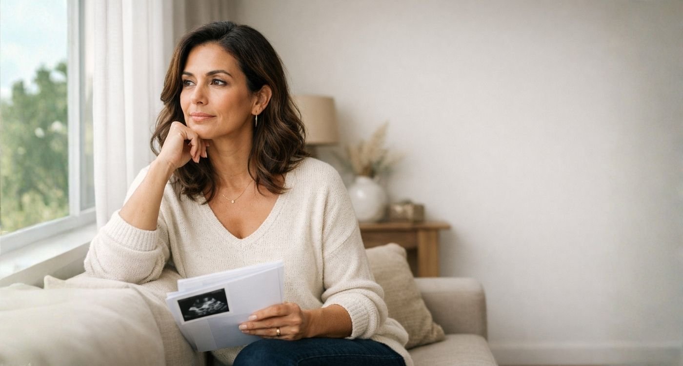 Mulher refletindo sobre os proximos passos para planejar sua gravidez na perimenopausa