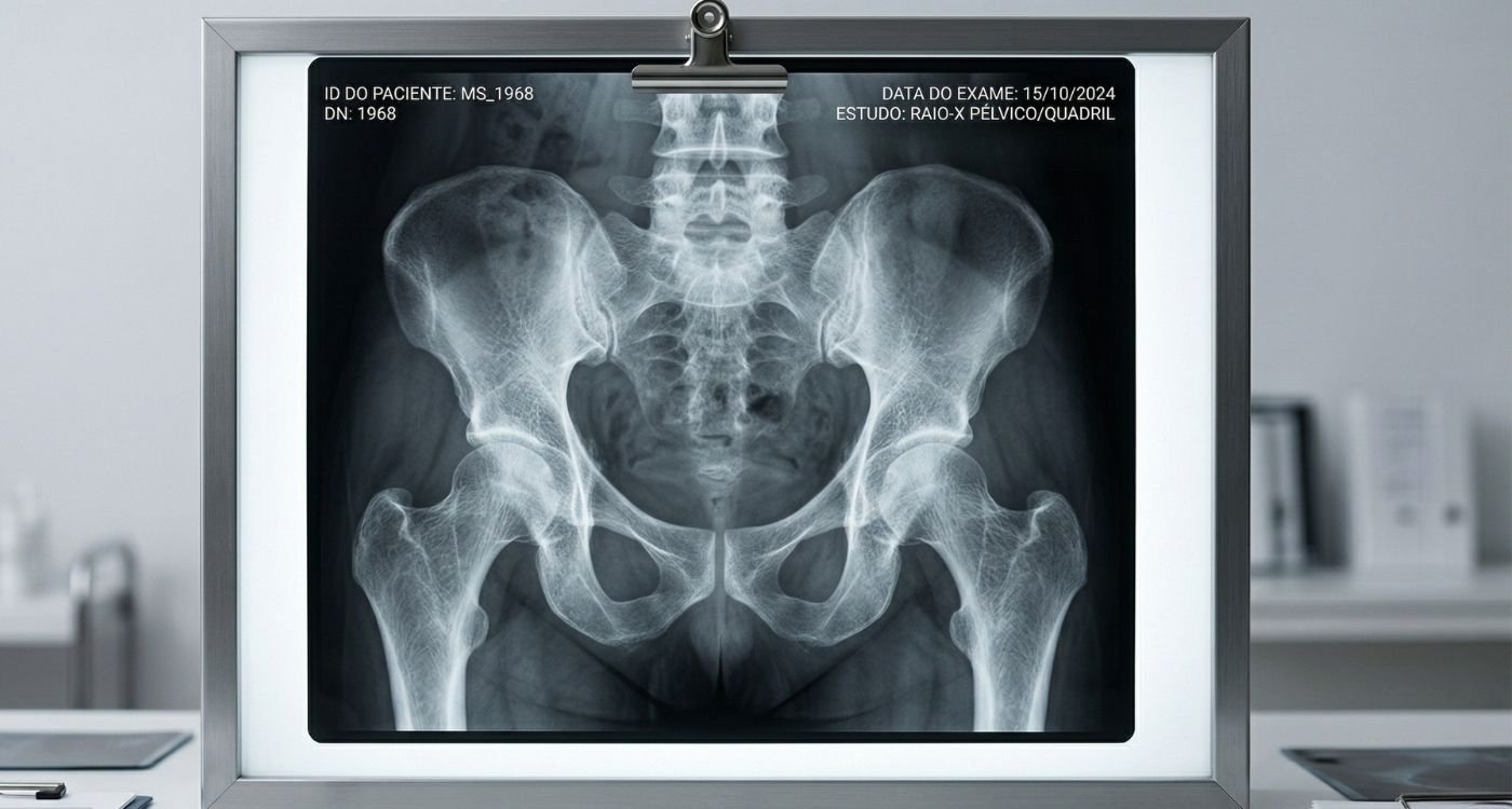 raio x de quadril demonstrando osteoporose na menopausa