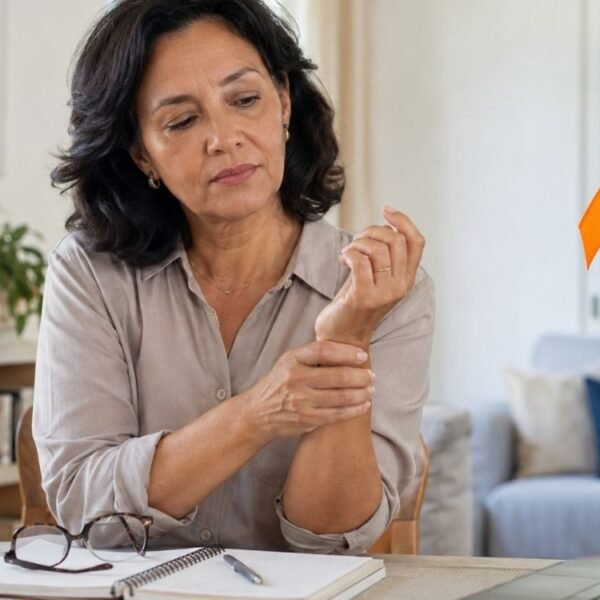 Mulher adulta em contexto cotidiano representando conscientização sobre esclerose múltipla e seus sintomas neurológicos.