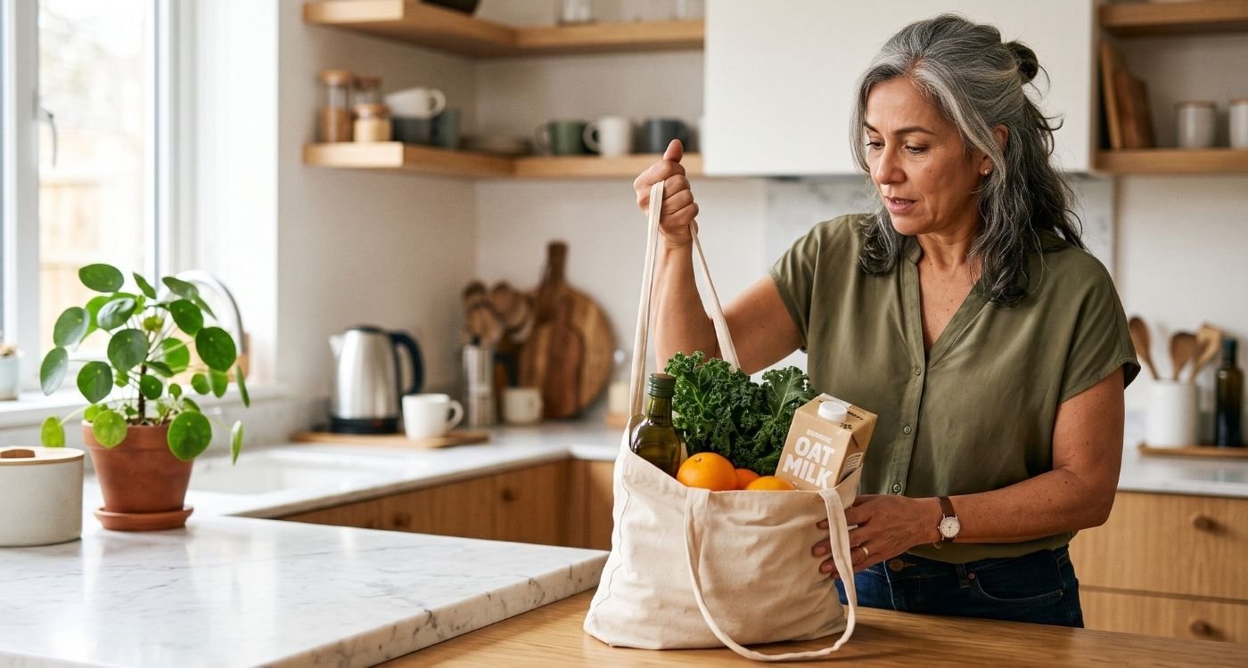 Mulher realizando atividade cotidiana que representa a perda de força na menopausa.