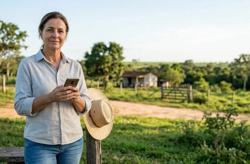 Mulher 50+ representando a menopausa no meio rural brasileiro e o acesso à saúde e informação.