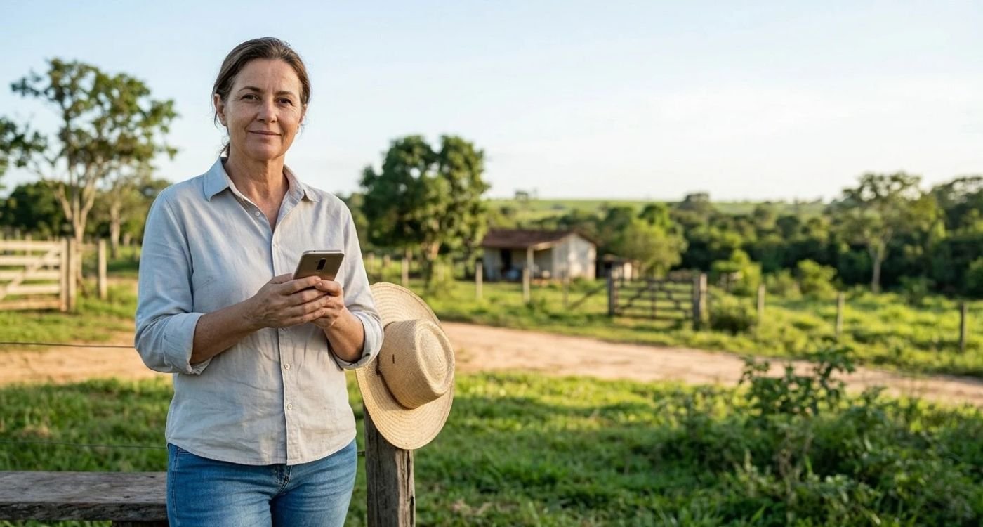 Mulher 50+ representando a menopausa no meio rural brasileiro e o acesso à saúde e informação.